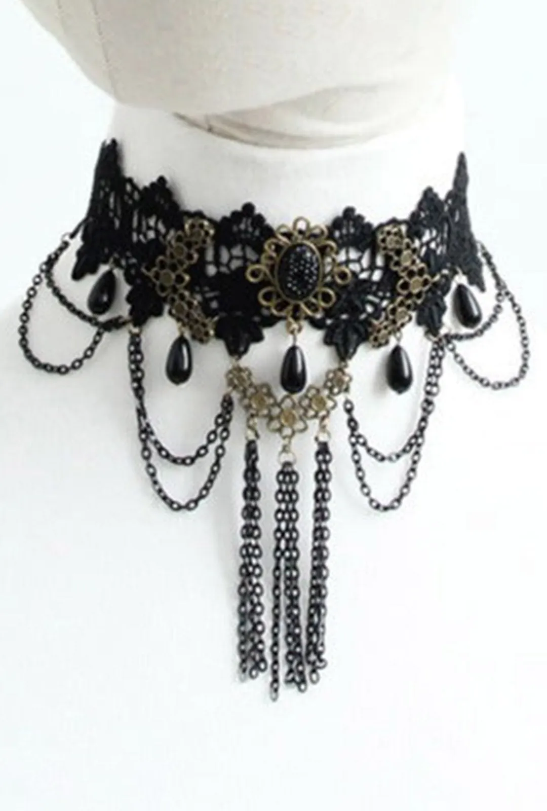 Victorian Chain Tassels Choker (H)