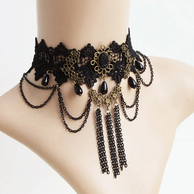 Victorian Chain Tassels Choker (H)