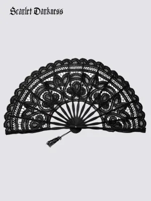 Victorian Gothic Retro Lace Embroidered Hollow Folding Fan