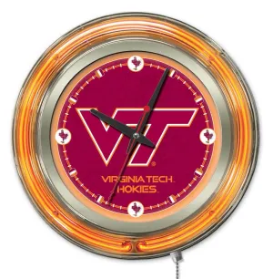 Virginia Tech Hokies HBS Neon Orange College Battery Powered Wall Clock (15")