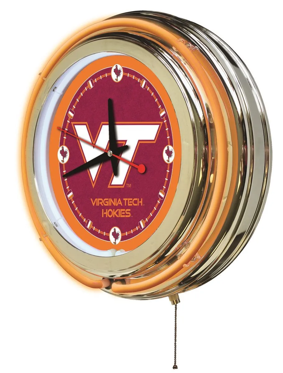 Virginia Tech Hokies HBS Neon Orange College Battery Powered Wall Clock (15")