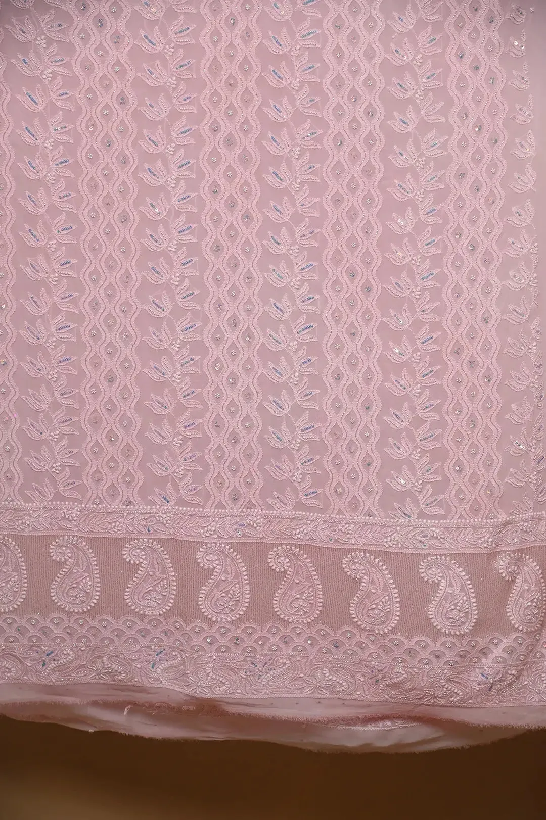 Viscose Chikankari Length with Dupatta - Pale Pink