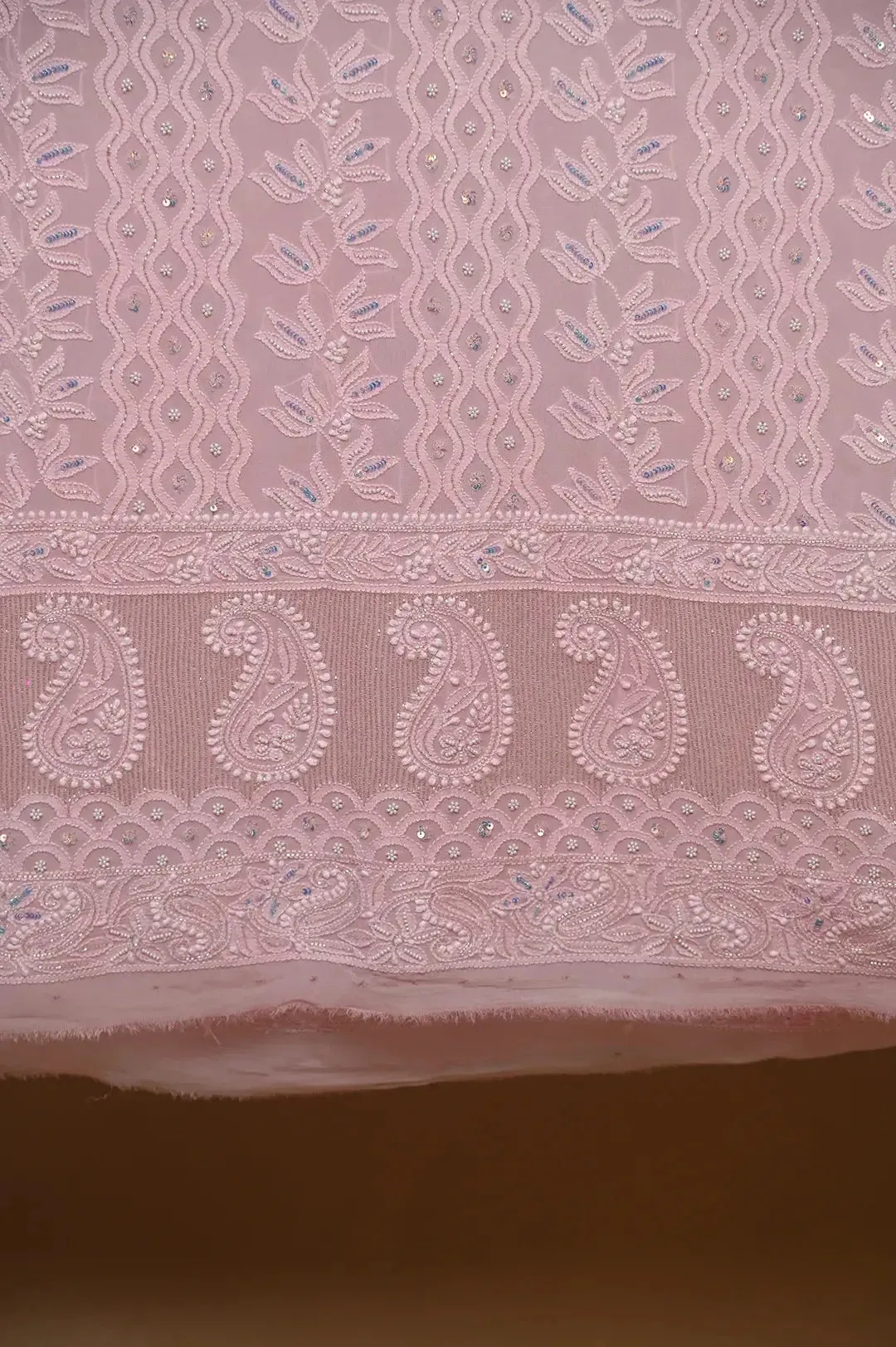 Viscose Chikankari Length with Dupatta - Pale Pink