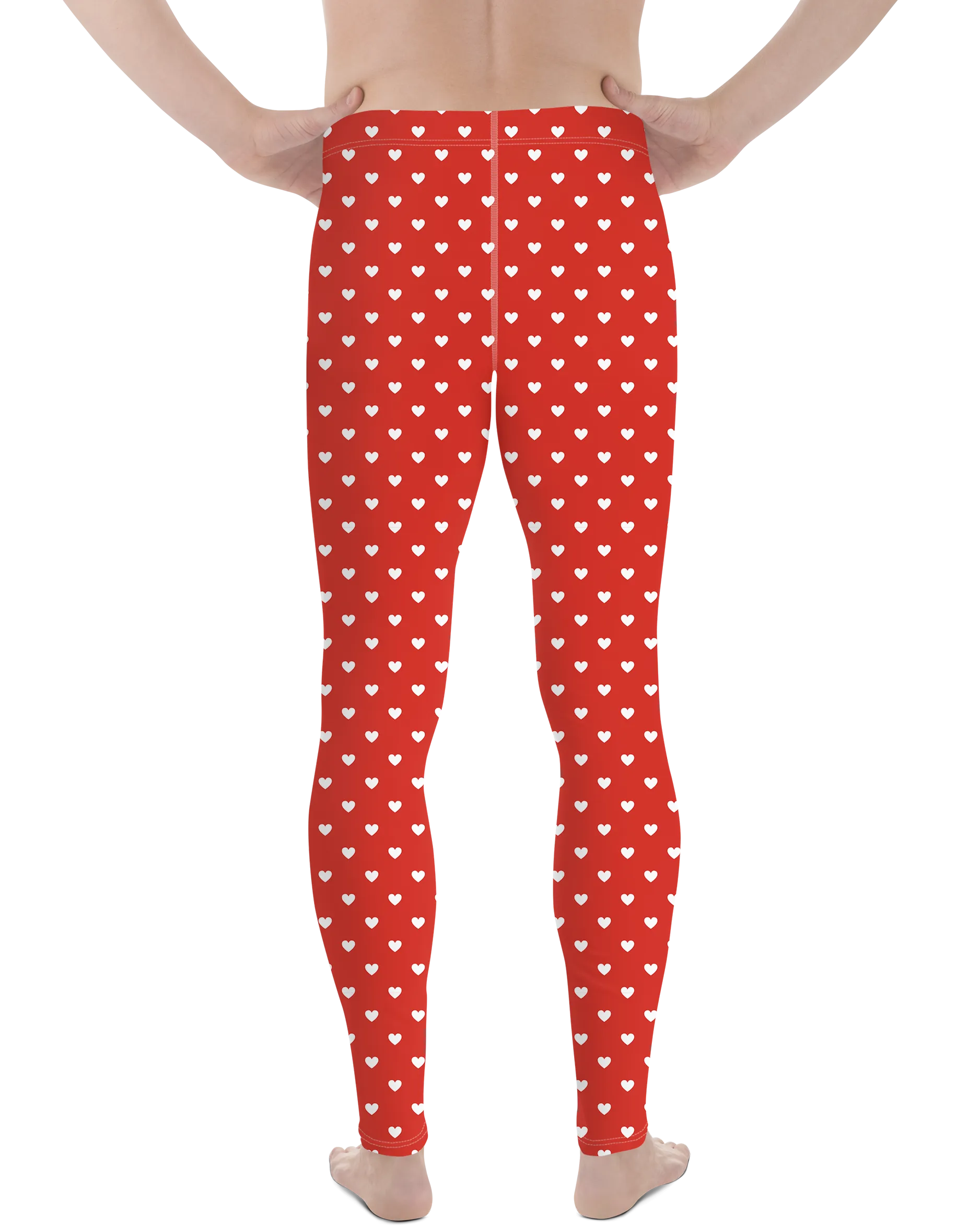 White Mini Hearts Red Meggings