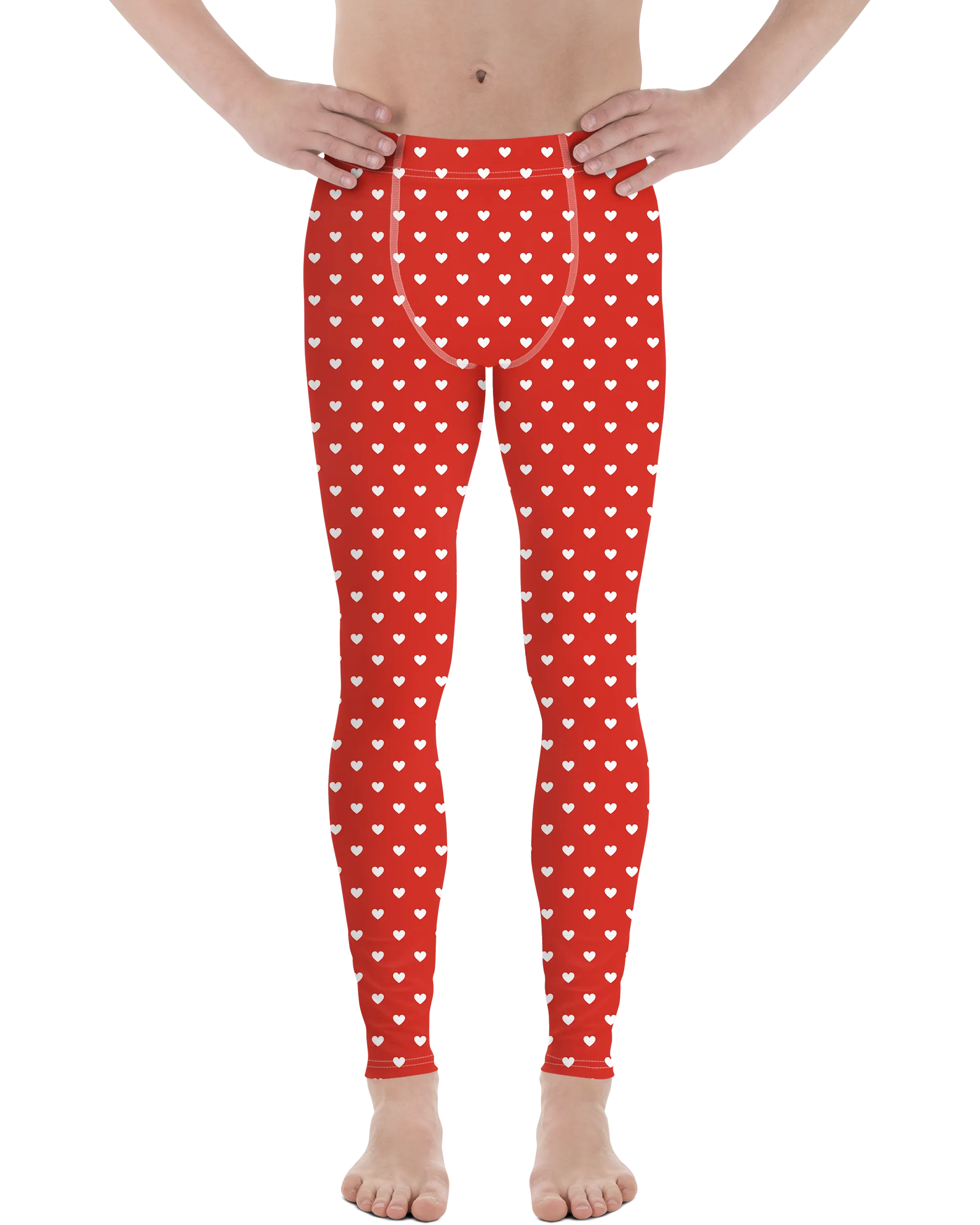 White Mini Hearts Red Meggings