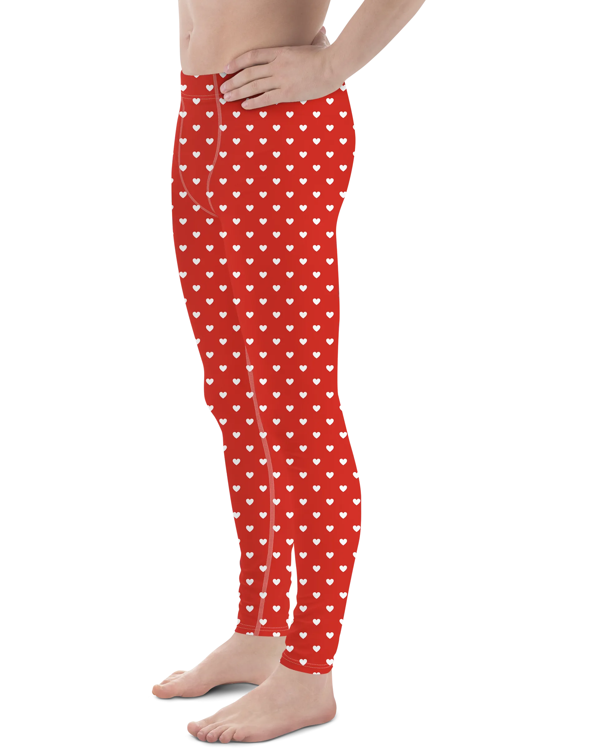 White Mini Hearts Red Meggings