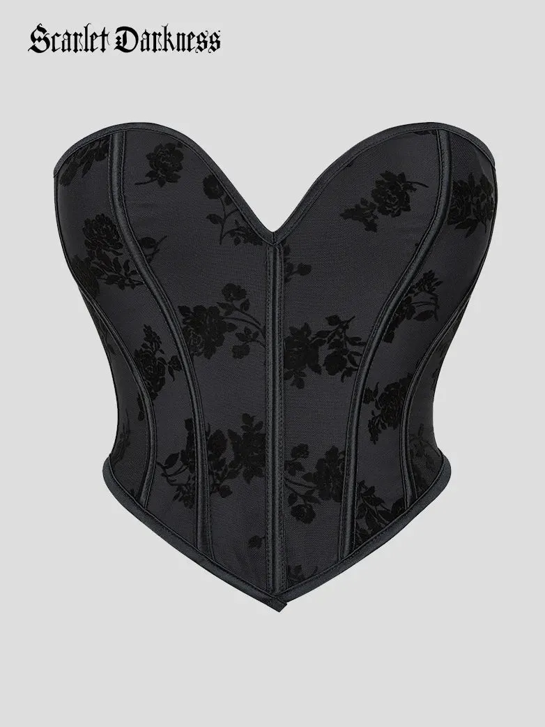 Women Victorian Gothic Corset Dark Night Rose Bustier