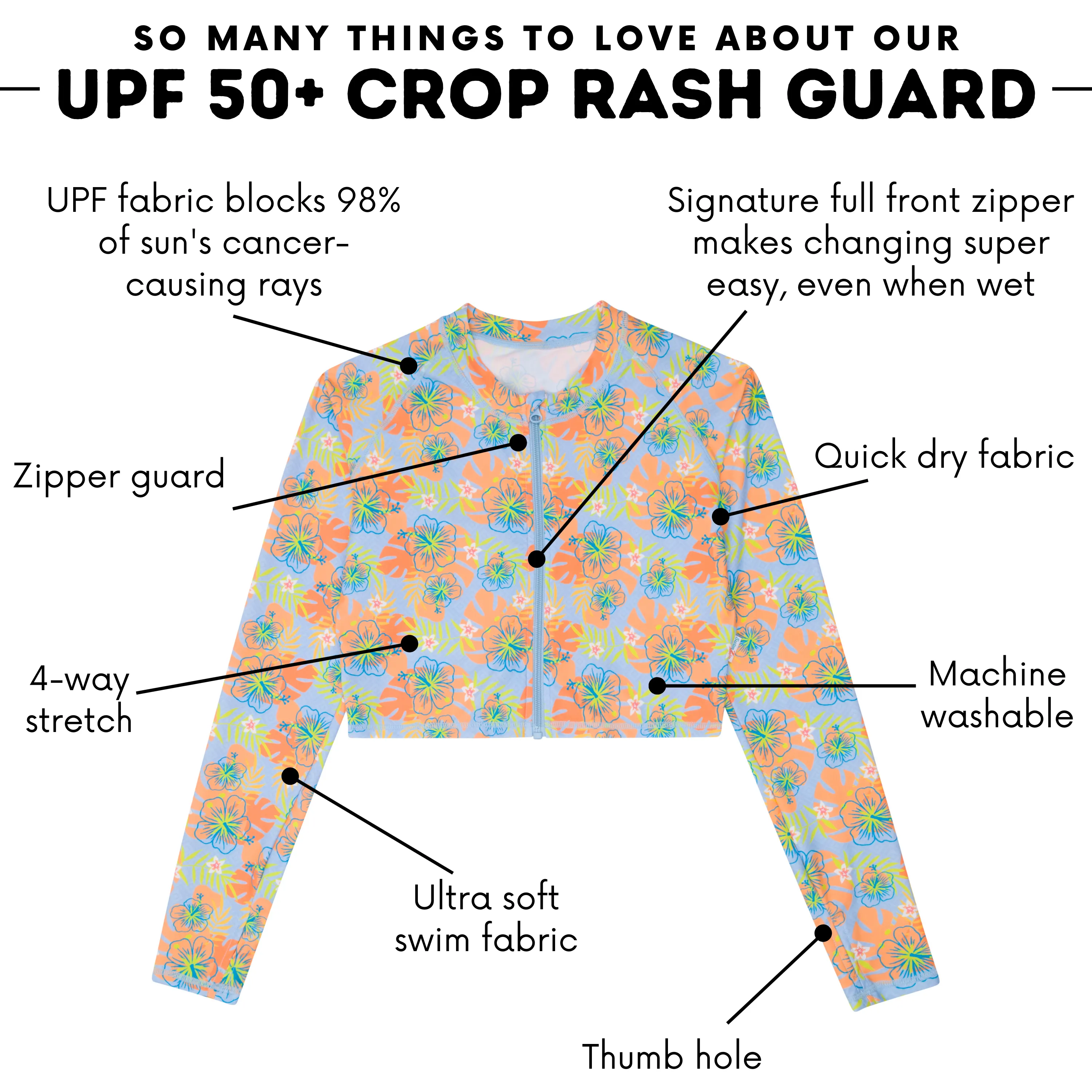 Women's Long Sleeve Crop Rash Guard | “Groovy”