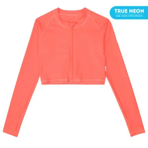 Women's Long Sleeve Crop Rash Guard | “Neon Orange"