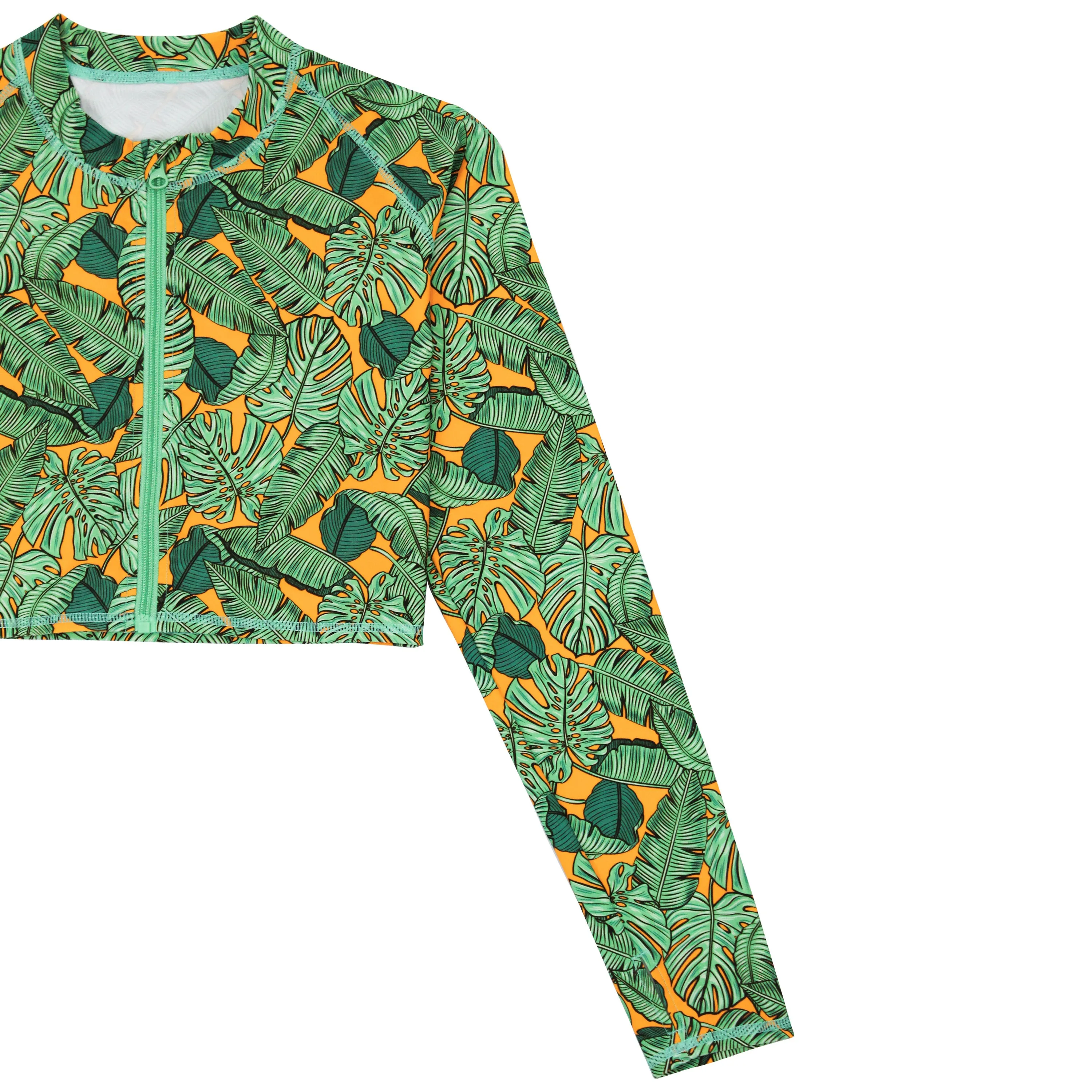 Women's Long Sleeve Crop Rash Guard | “The Tropics”