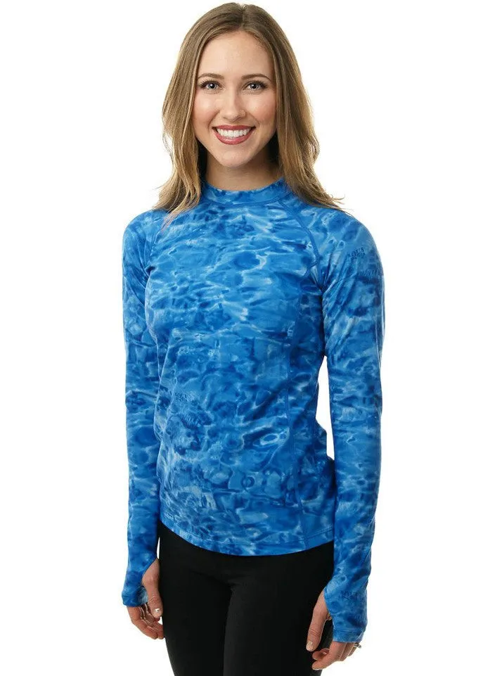 Womens UPF 50  Rash Guard Long Sleeve Shirt | Aqua Design