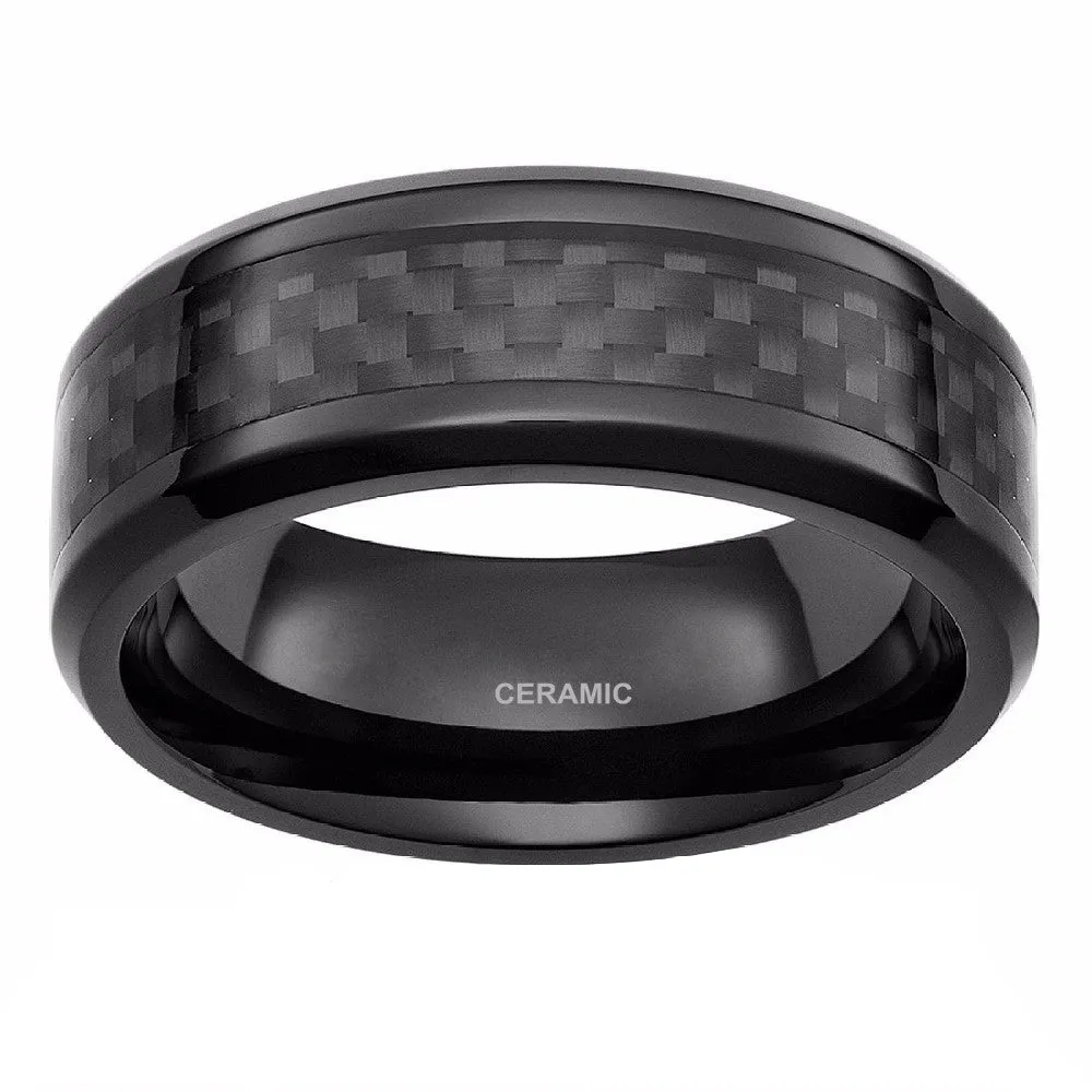 XX Black Carbon Fiber Inlay Ceramic Ring