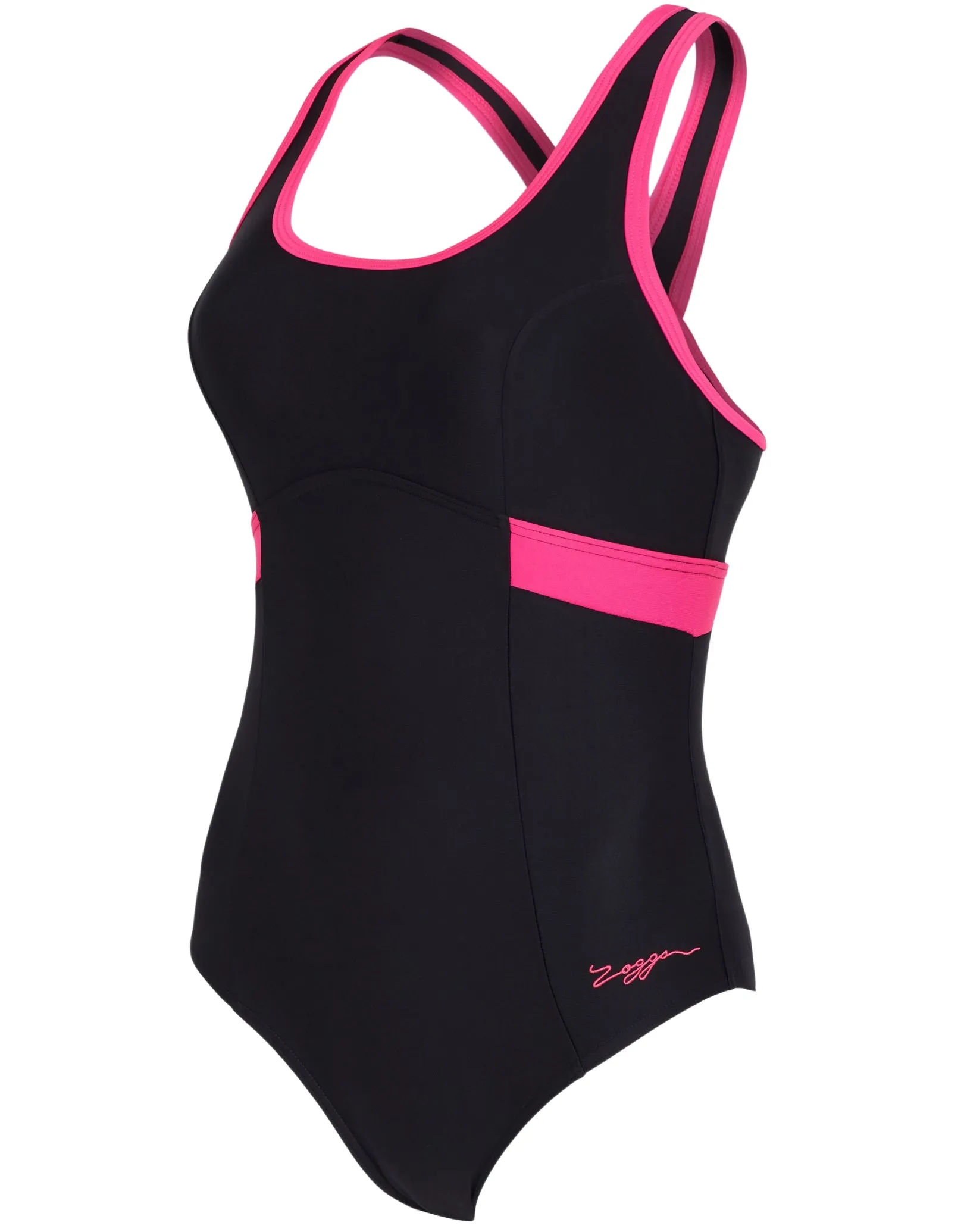 Zoggs Dakota Crossback Swimsuit - Black/Magenta